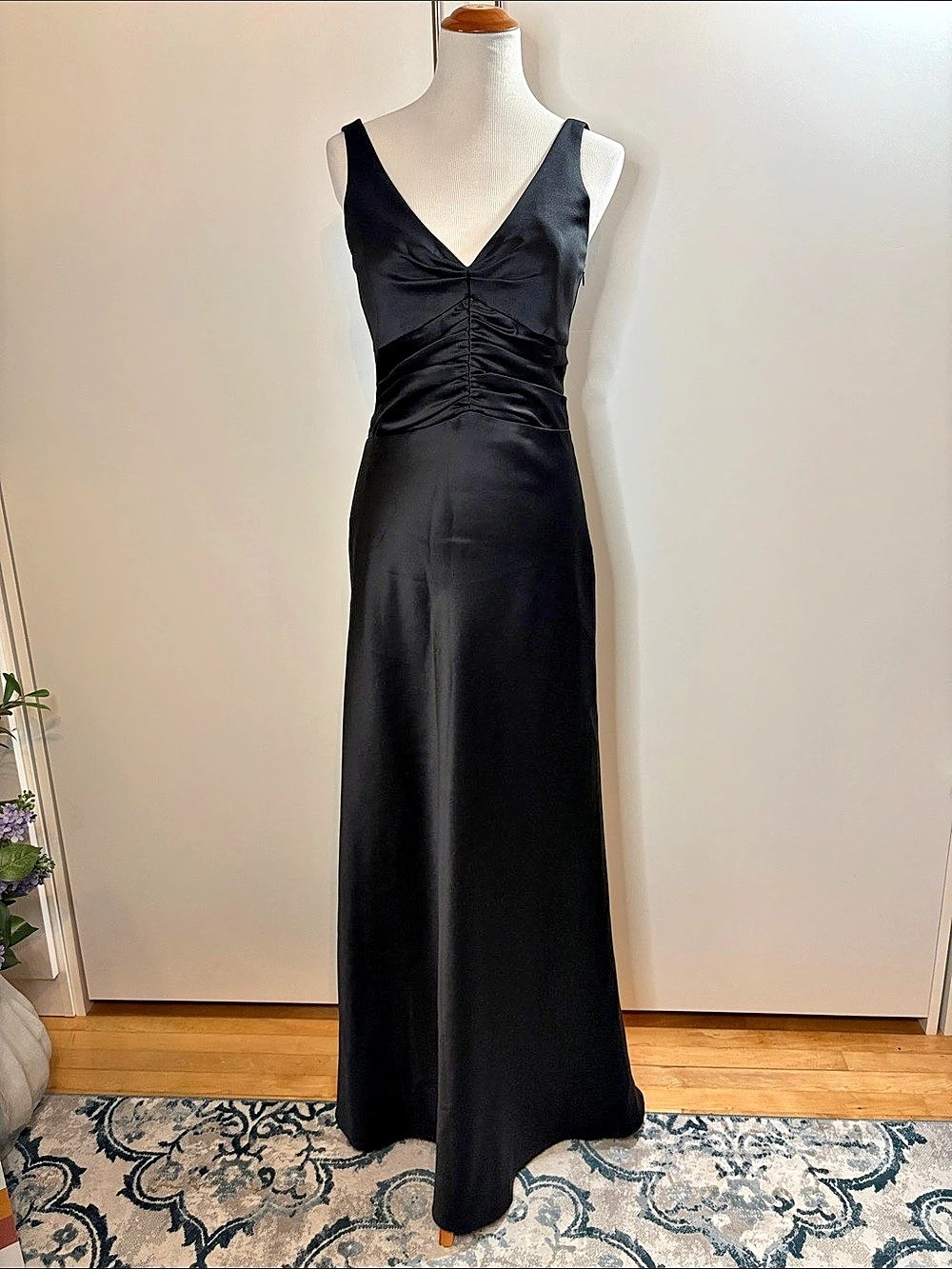 Black Ruched Maxi Dress Like New